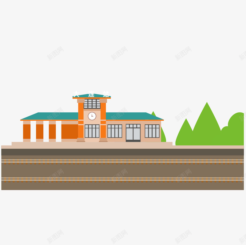 卡通车站png免抠素材_新图网 https://ixintu.com 候车室 卡通 汽车站 车站