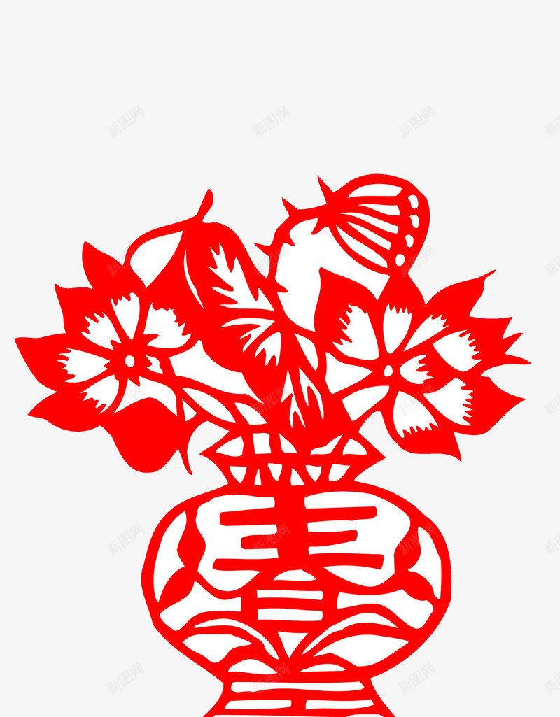 红色寿字花瓶里的荷花png免抠素材_新图网 https://ixintu.com 中国艺术 剪纸 卡通 商务 寿字 寿字剪纸 手绘 窗花 简约 红色 荷花