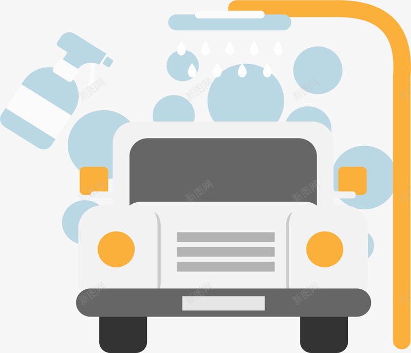 自主化汽车清洗矢量图eps免抠素材_新图网 https://ixintu.com 全自动 洗车 矢量素材 科技 自主化 矢量图
