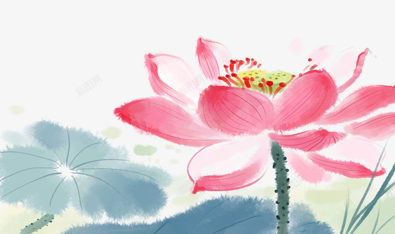 彩色水墨荷花植物元素png免抠素材_新图网 https://ixintu.com 创意 卡通插画 彩色 植物 水墨 生长 纹理 自然 荷花