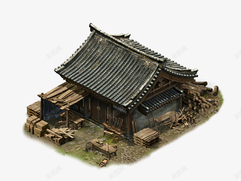中国风游戏场景建筑png免抠素材_新图网 https://ixintu.com 2D 中国风 场景 建筑 模型 游戏