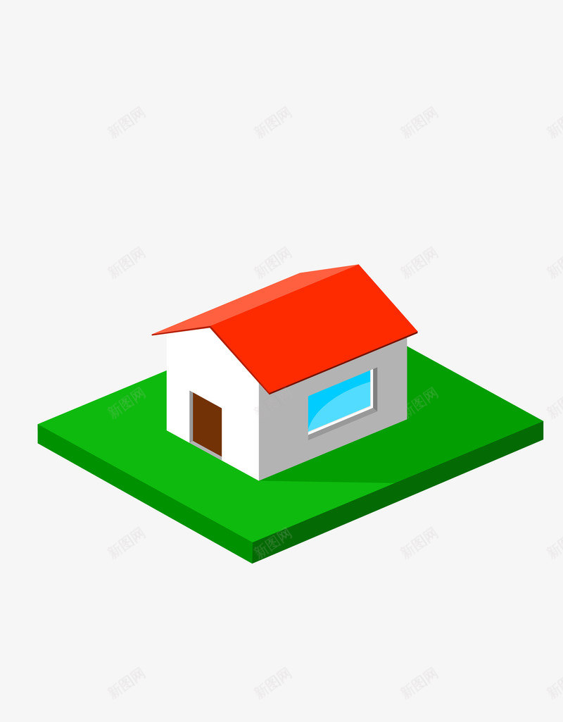 卡通房子模型矢量图ai免抠素材_新图网 https://ixintu.com 卡通手绘 房子 模型 草地 矢量图