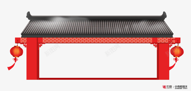中国风红色门楼建筑png免抠素材_新图网 https://ixintu.com PNG 中国风 古代牌楼 灯笼 红色门楼 门楼建筑