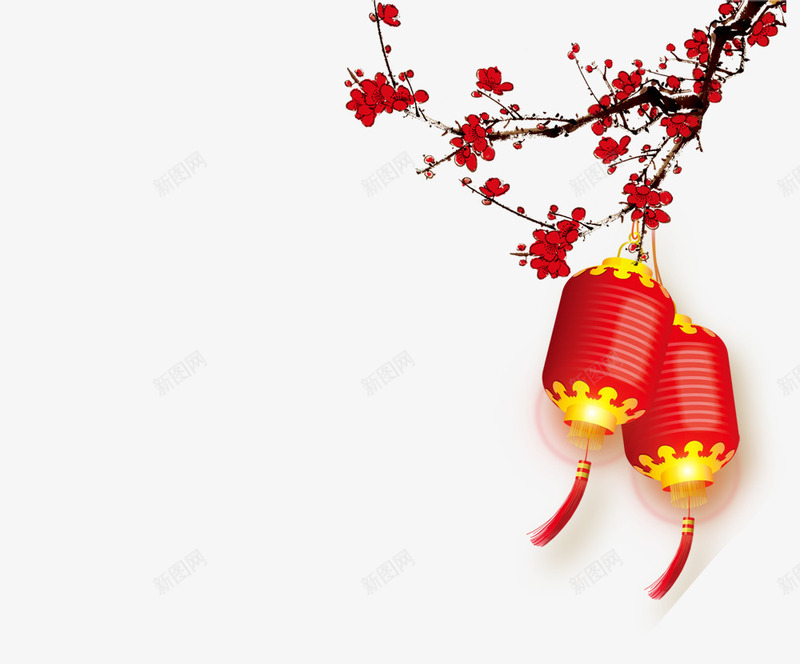 梅花灯笼春节png免抠素材_新图网 https://ixintu.com 挂饰 新年 梅花 灯笼 节日