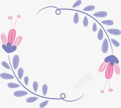 蓝紫色花朵标题框素材