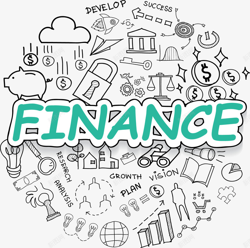 金融财政手账标题框png免抠素材_新图网 https://ixintu.com 手绘风 矢量素材 经济 金融