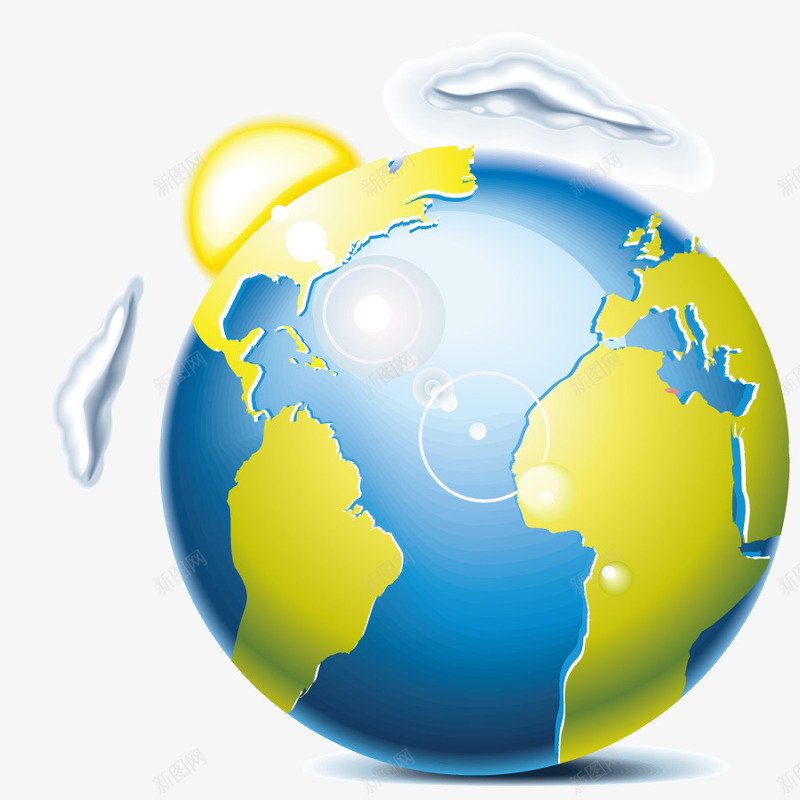 手绘地球球体矢量图eps免抠素材_新图网 https://ixintu.com 互联网 信息 形状 模型 科技 网络 通讯 矢量图