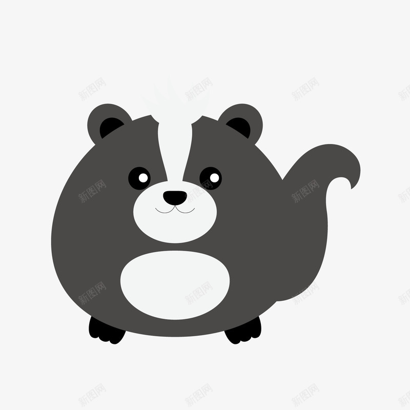 圆形臭鼬卡通动物矢量图ai免抠素材_新图网 https://ixintu.com 动物 卡通 圆形 手绘 胖嘟嘟 臭鼬 黑白 黑色 矢量图