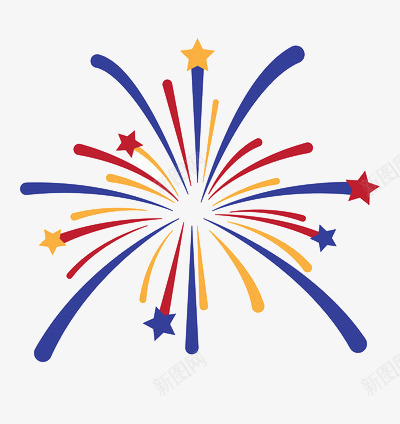 手绘的烟花绽放png免抠素材_新图网 https://ixintu.com 五角星 夜晚 爆炸 红色