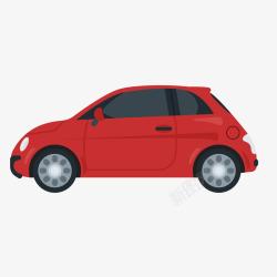 红色扁平化汽车元素矢量图素材