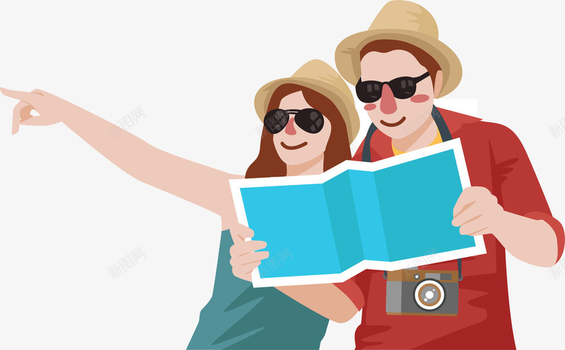情侣旅行png免抠素材_新图网 https://ixintu.com 一男一女 假期 卡通 度假 度蜜月 情侣夫妻旅行 旅游 旅游爱好者 旅游者 旅行 游客 相机 看地图