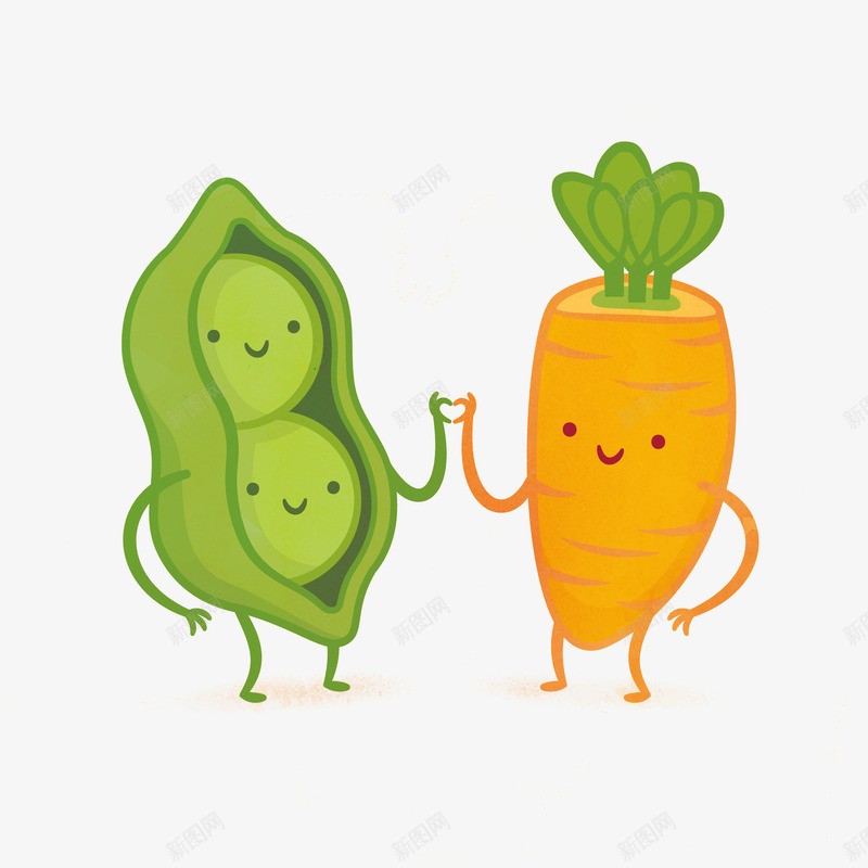 豆子萝卜png免抠素材_新图网 https://ixintu.com 健康 卡通 友谊 食物