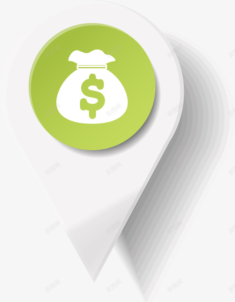白色金钱图标png_新图网 https://ixintu.com 定位图标 白色包裹 白色图标 简约 绿色圆圈 金钱图标