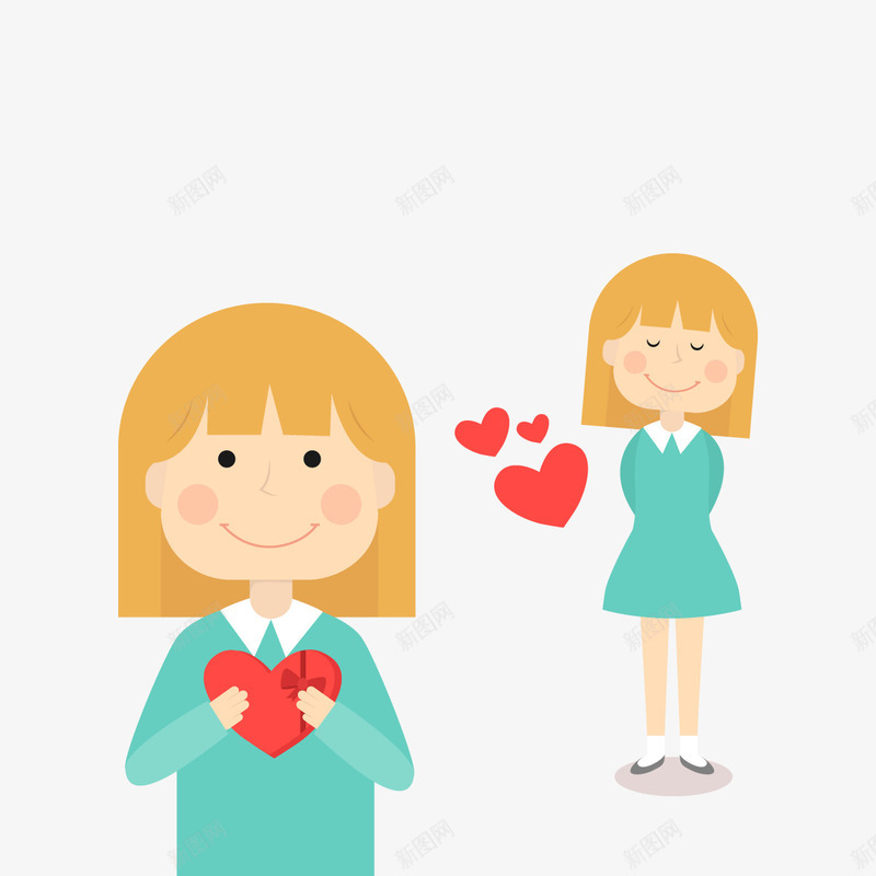 女孩表白png免抠素材_新图网 https://ixintu.com 巧克力 暗恋 爱情 礼盒