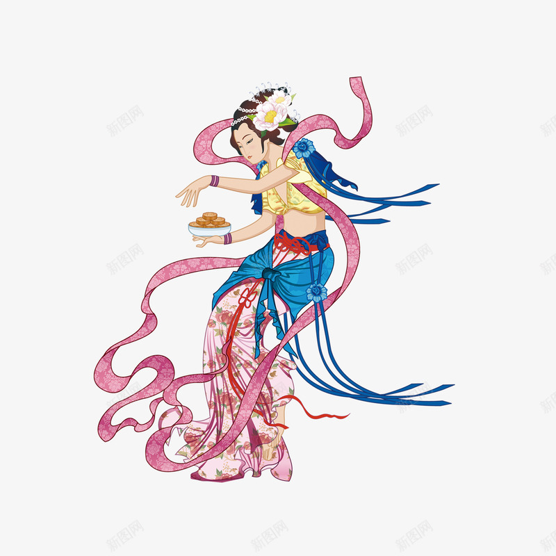 传统中国风七夕中秋嫦娥奔月玉兔png免抠素材_新图网 https://ixintu.com 七夕 中国风 中秋 传统 嫦娥奔月 月饼 玉兔