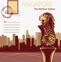 新加坡旅游明信片矢量图素材