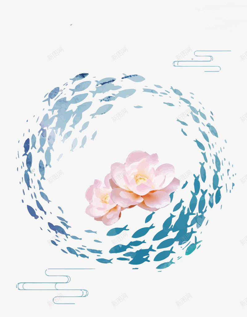 卡通荷花游鱼矢量图eps免抠素材_新图网 https://ixintu.com 卡通 手绘 清新 游鱼 荷花矢量 鱼PNG矢量图 鱼免扣PNG图 矢量图
