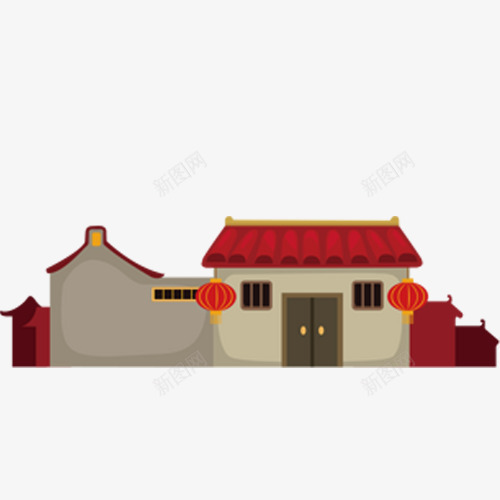 手绘房子灯笼建筑png免抠素材_新图网 https://ixintu.com 建筑 房子 手绘 灯笼