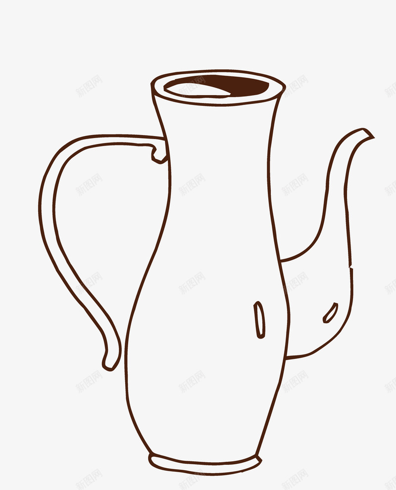 卡通简约黑白物体插画小清新酒壶png免抠素材_新图网 https://ixintu.com 小清新插画 广告设计 扁平化简约黑白样式 极简黑白图样 简笔画装饰 酒壶 黑白简约插画