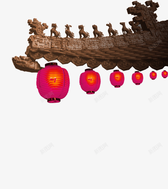 咖啡色中国风屋檐灯笼装饰图案png免抠素材_新图网 https://ixintu.com 中国风 免扣PNG 咖啡色 屋檐 灯笼 装饰图案