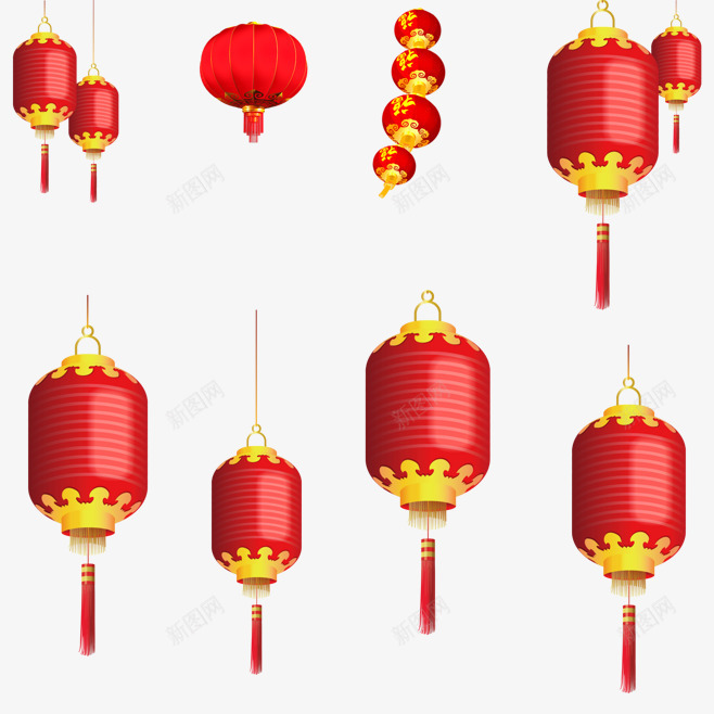 春节红色灯笼装饰png免抠素材_新图网 https://ixintu.com 春节 灯笼 红色 装饰