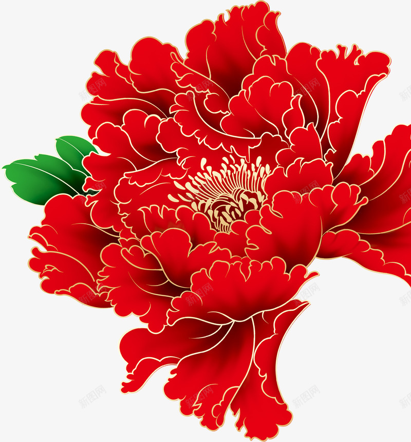 绿叶红色绽放荷花png免抠素材_新图网 https://ixintu.com 红色 绽放 绿叶 荷花