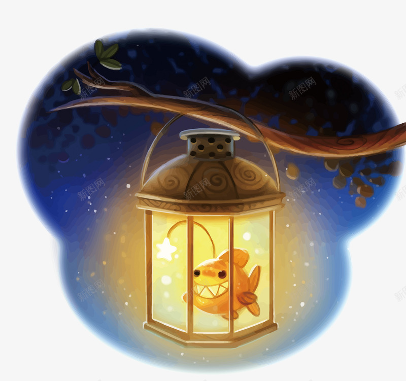 灯笼鱼矢量图eps免抠素材_新图网 https://ixintu.com 亮光 卡通 夜晚 手提 油灯图案 灯 灯笼 灯笼鱼 煤油灯 煤灯 矢量图 矢量灯笼 鱼