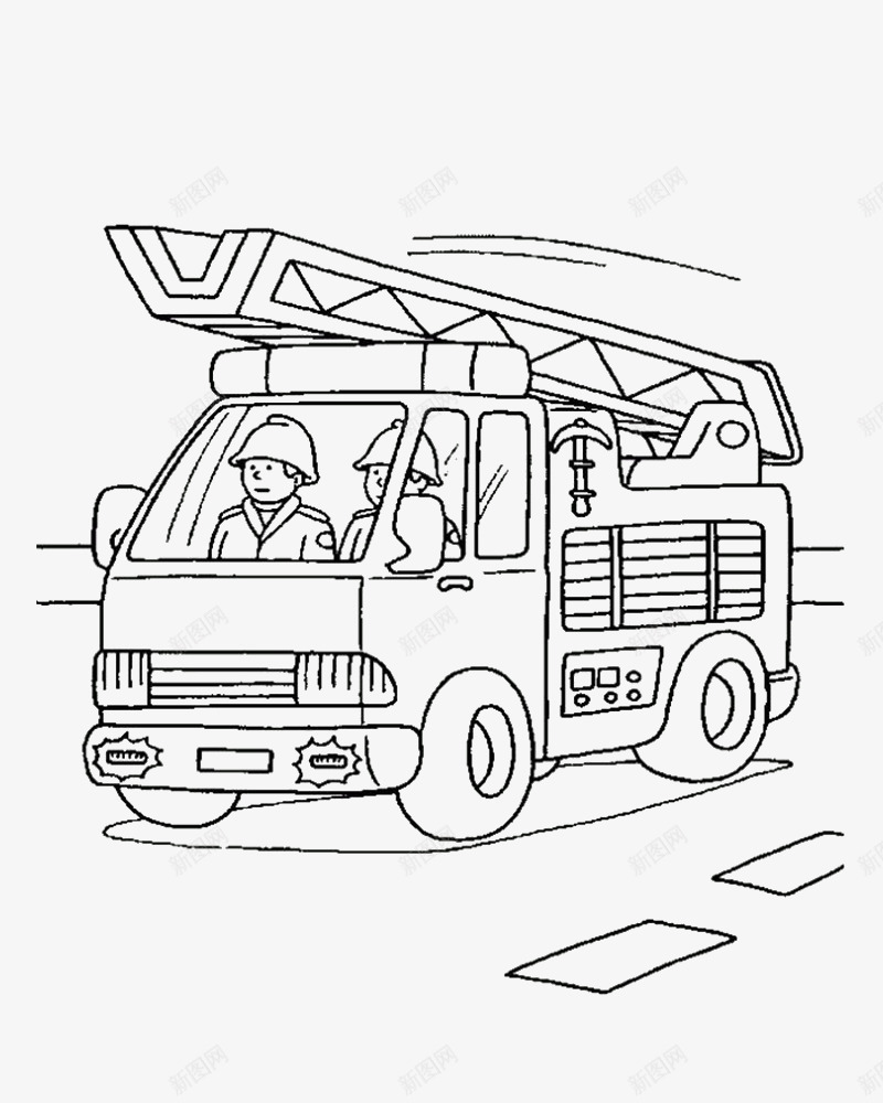 手绘抠图图标png_新图网 https://ixintu.com 卡通 手绘 抠图 汽车 消防出巡 消防员 消防车