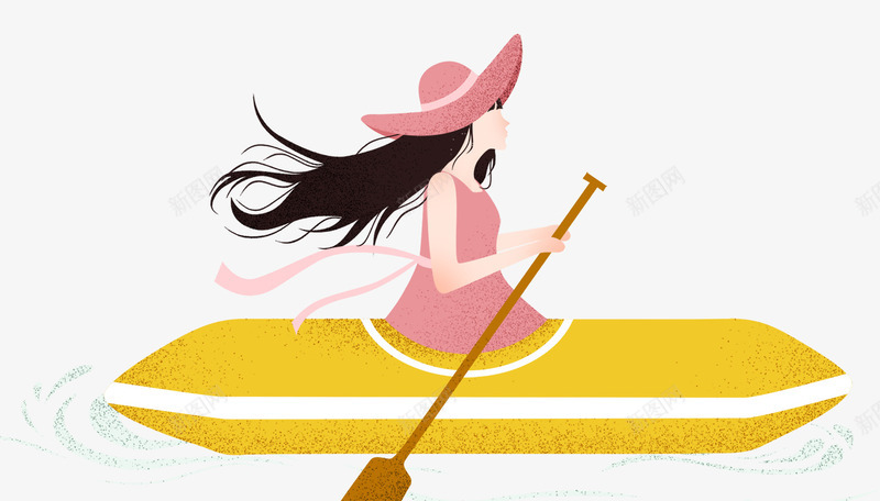 秋分溪流手绘女孩psd免抠素材_新图网 https://ixintu.com 出游 划船 女孩 手绘 旅游 溪流 秋分 秋分溪流手绘女孩