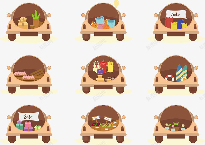 简约可爱小汽车后备箱png免抠素材_新图网 https://ixintu.com 可爱 汽车 车尾