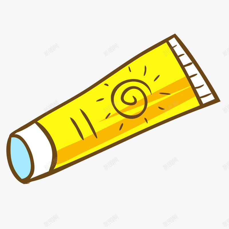 卡通黄色的防晒霜矢量图ai免抠素材_新图网 https://ixintu.com 手绘 护肤 沙滩 海边 防晒霜 黄色 矢量图