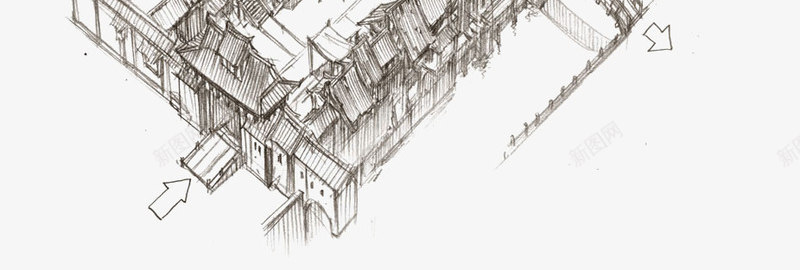 手绘建筑模型线稿png免抠素材_新图网 https://ixintu.com 古风女线稿素材 古风建筑 古风男女 建筑 建筑模型 建筑线稿 手绘建筑