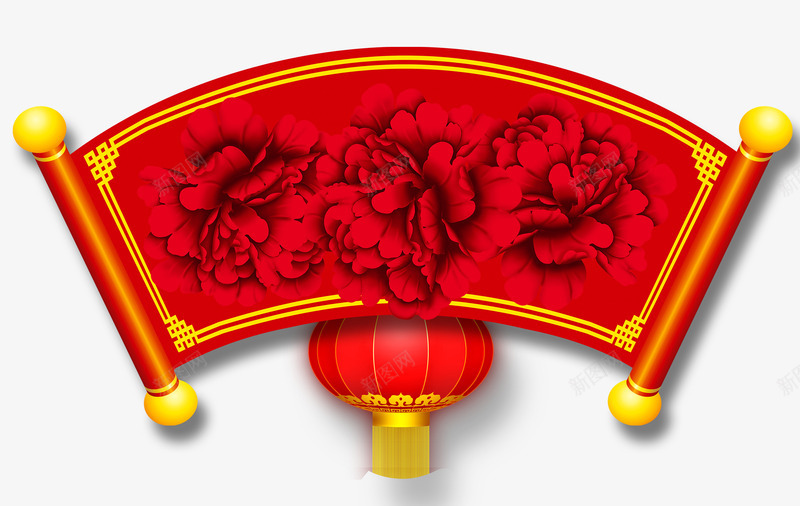红色文案背景psd免抠素材_新图网 https://ixintu.com 国庆 文案背景 活动素材 灯笼 牡丹花 红色