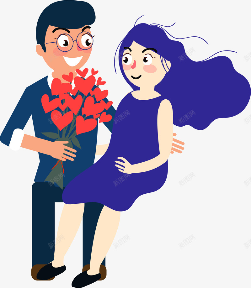 手绘情侣送花人物插画矢量图ai免抠素材_新图网 https://ixintu.com 七夕 七夕情侣 唯美 情侣插画 情侣送花 浪漫 矢量图