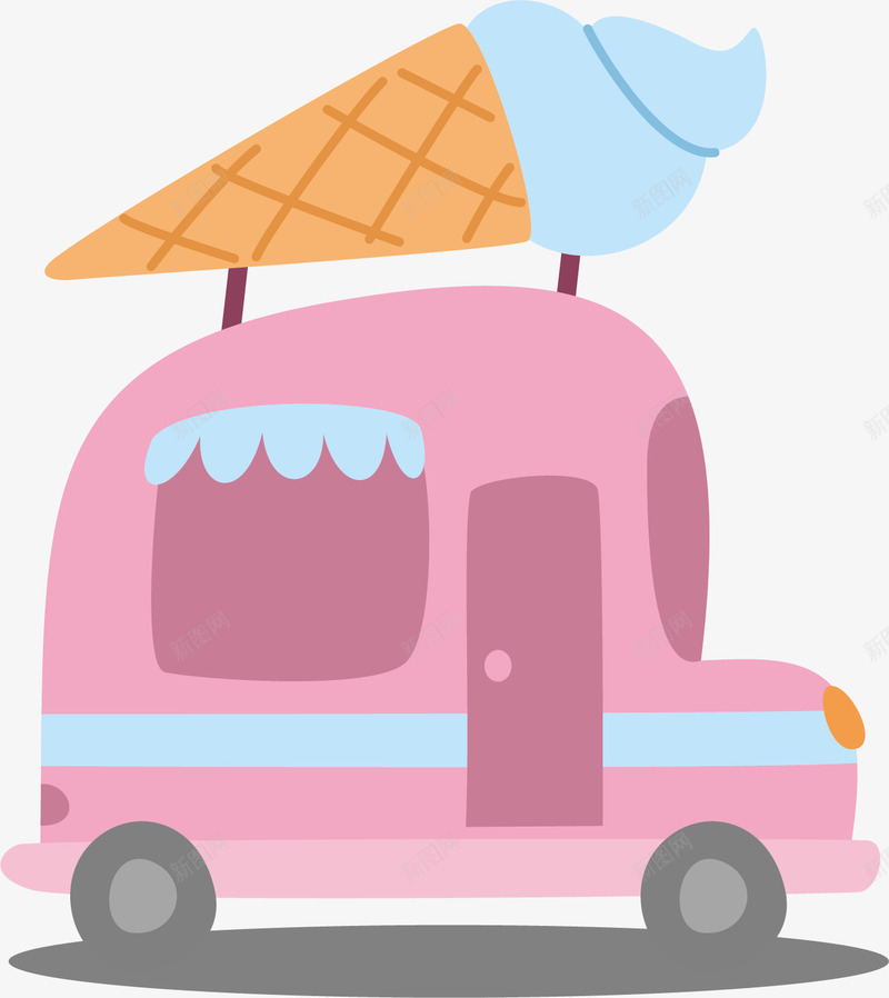 冰淇淋便利车png免抠素材_新图网 https://ixintu.com Q版汽车 便利车 冰淇淋 卡通手绘 汽车 粉色 零食 食物