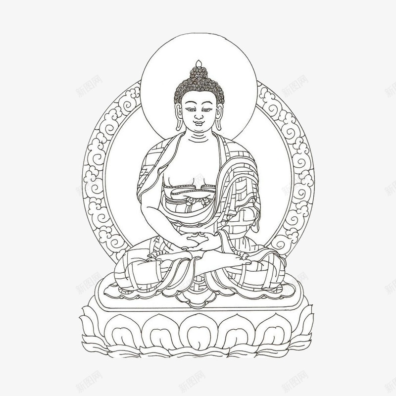 手绘佛psd免抠素材_新图网 https://ixintu.com 佛 佛教 手绘佛 黑白