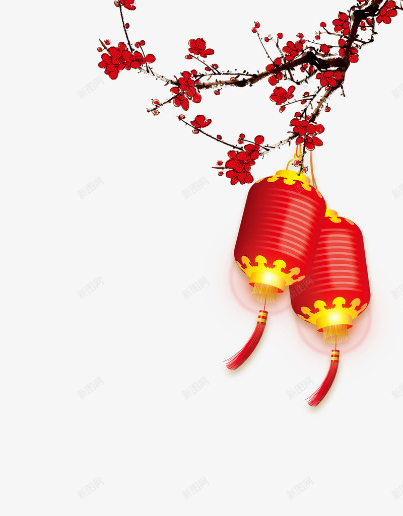 新年灯笼梅花元素psd免抠素材_新图网 https://ixintu.com 元素设计 新年灯笼 新年灯笼元素设计 梅花元素设计