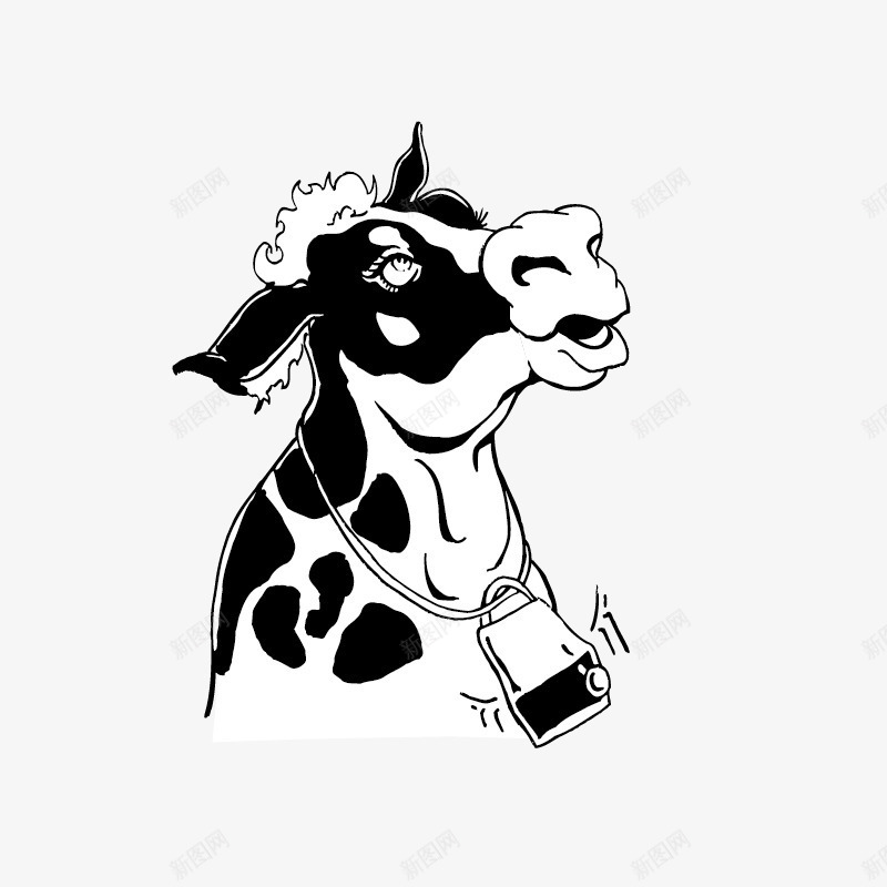 黑白牛卡通动漫形象png免抠素材_新图网 https://ixintu.com 卡通动漫形象 牛 矢量素材