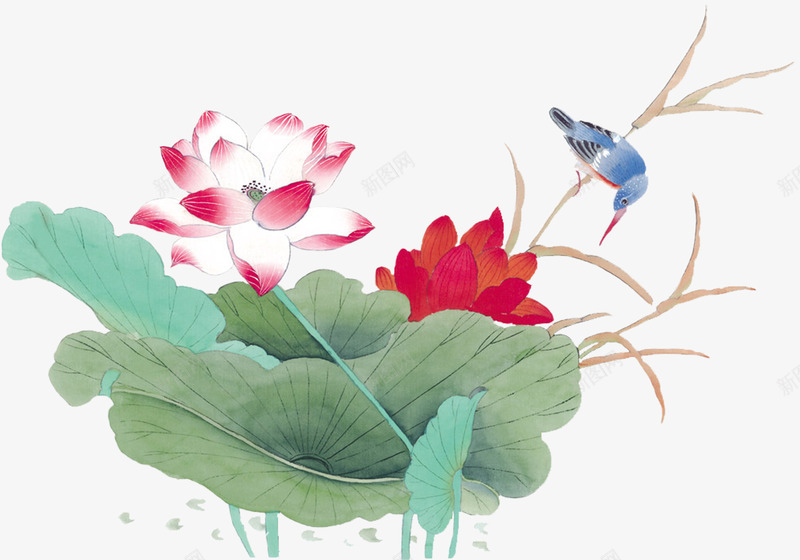 创意合成水墨风格荷花png免抠素材_新图网 https://ixintu.com 创意 合成 水墨 荷花 风格