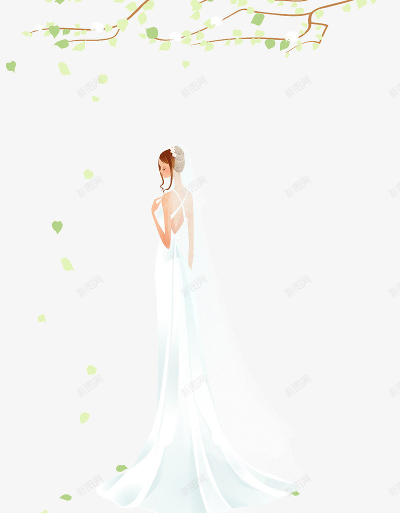 婚礼APP引导页面png免抠素材_新图网 https://ixintu.com 卡通 婚礼 婚纱 海报 落叶