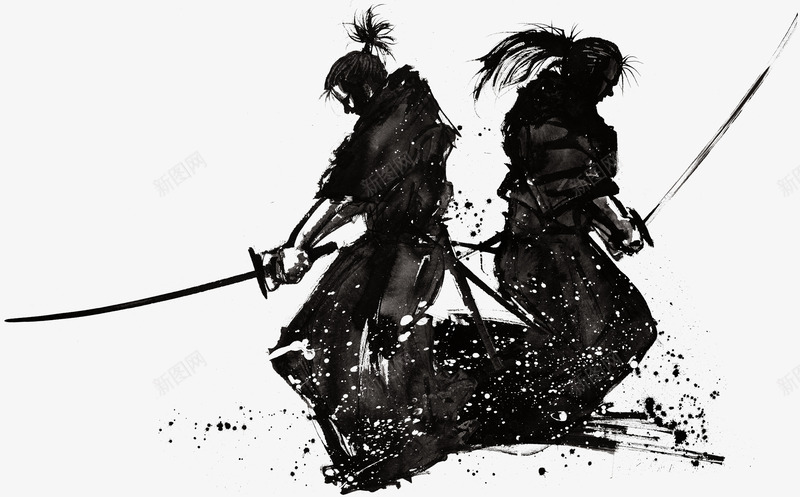 日本水墨武士png免抠素材_新图网 https://ixintu.com 武士道