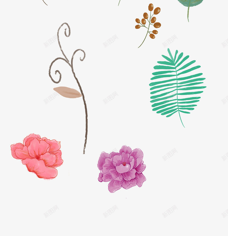 创意合成手绘质感玫瑰花荷花png免抠素材_新图网 https://ixintu.com 创意 合成 玫瑰花 荷花 质感