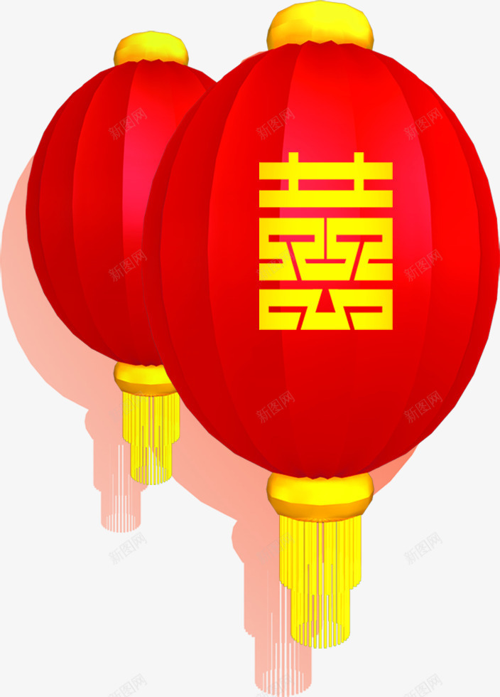 喜字红色灯笼七夕情人节png免抠素材_新图网 https://ixintu.com 七夕 喜字 情人节 灯笼 红色