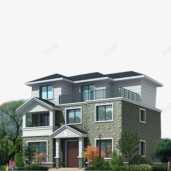立体别墅png免抠素材_新图网 https://ixintu.com 别墅 建筑模型 立体 豪华 连排别墅,排屋