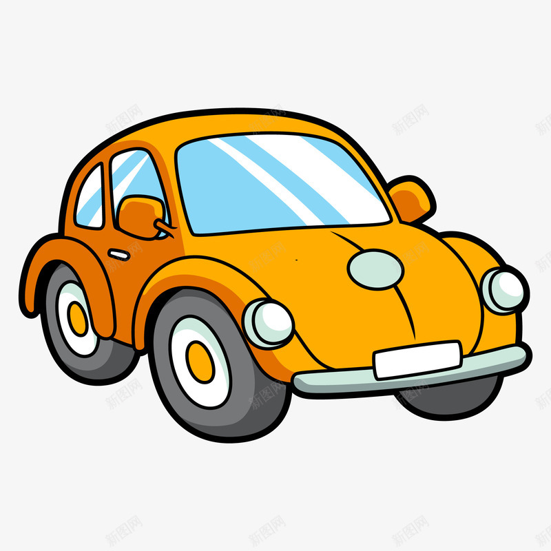 黄色小轿车简笔画png免抠素材_新图网 https://ixintu.com 交通工具 小轿车 汽车简笔 黄色