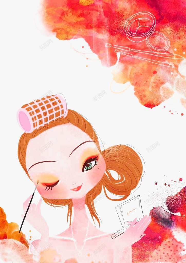 手绘美女补水png免抠素材_新图网 https://ixintu.com 手绘 护肤 画画 绘画 美人 补水 补水美女
