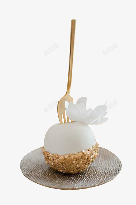 荷花巧克力png免抠素材_新图网 https://ixintu.com 叉子 甜品 白巧克力 白色 美食 荷花 费列罗 金色