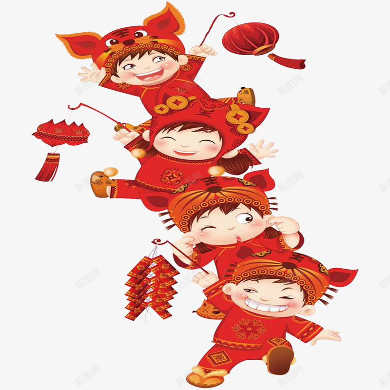 庙会灯笼png免抠素材_新图网 https://ixintu.com 小孩子庙会 庙会 灯笼 鞭炮