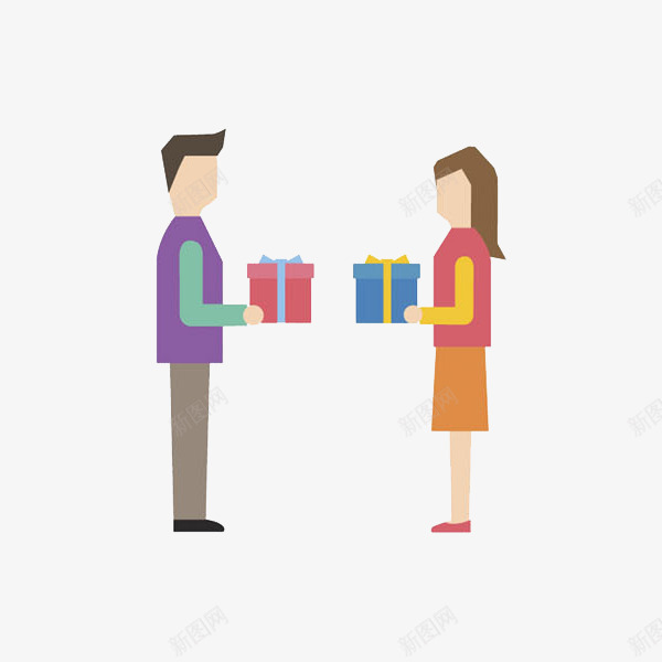 手绘送礼物的情侣png免抠素材_新图网 https://ixintu.com 卡通手绘 情侣 水彩 盒子 礼盒 约会 送礼物