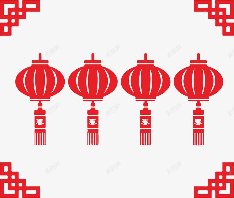 中国风边框和灯笼png免抠素材_新图网 https://ixintu.com 中国风边框 卡通 喜庆 挂饰 灯笼 装饰